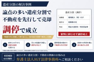 遺産分割の解決事例：論点の多い遺産分割で不動産を先行して売却調停で成立