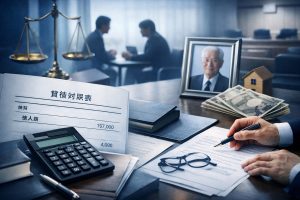 解決事例：決算書の借入金を理由とする会社への返還請求を防いだ事例（決算書・電卓のイメージ）