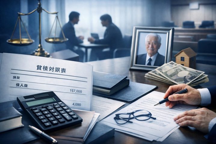 解決事例：決算書の借入金を理由とする会社への返還請求を防いだ事例（決算書・電卓のイメージ）