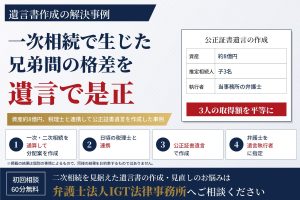 遺言書作成の解決事例：一次相続で生じた兄弟間の格差を遺言で是正